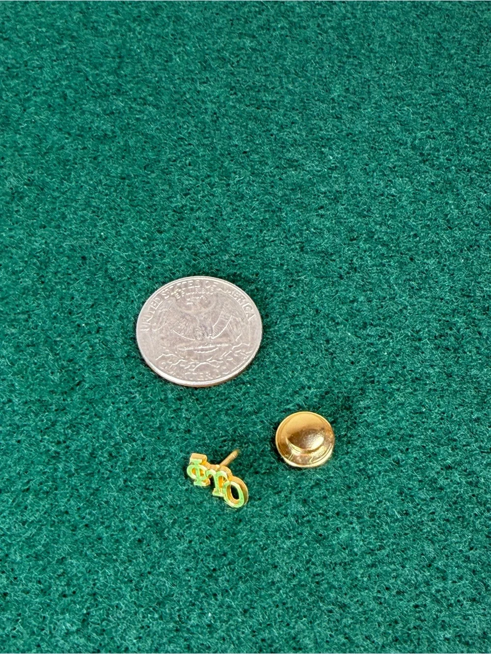 Phi Tau Gold Tone Greek Letter Fraternity Lapel Pin Tie Tack Clutch Back Vintage